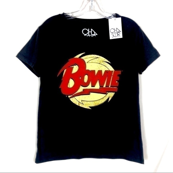 🎉HP🎉 NWT Chaser David Bowie Gold glitter Tee - Picture 1 of 6